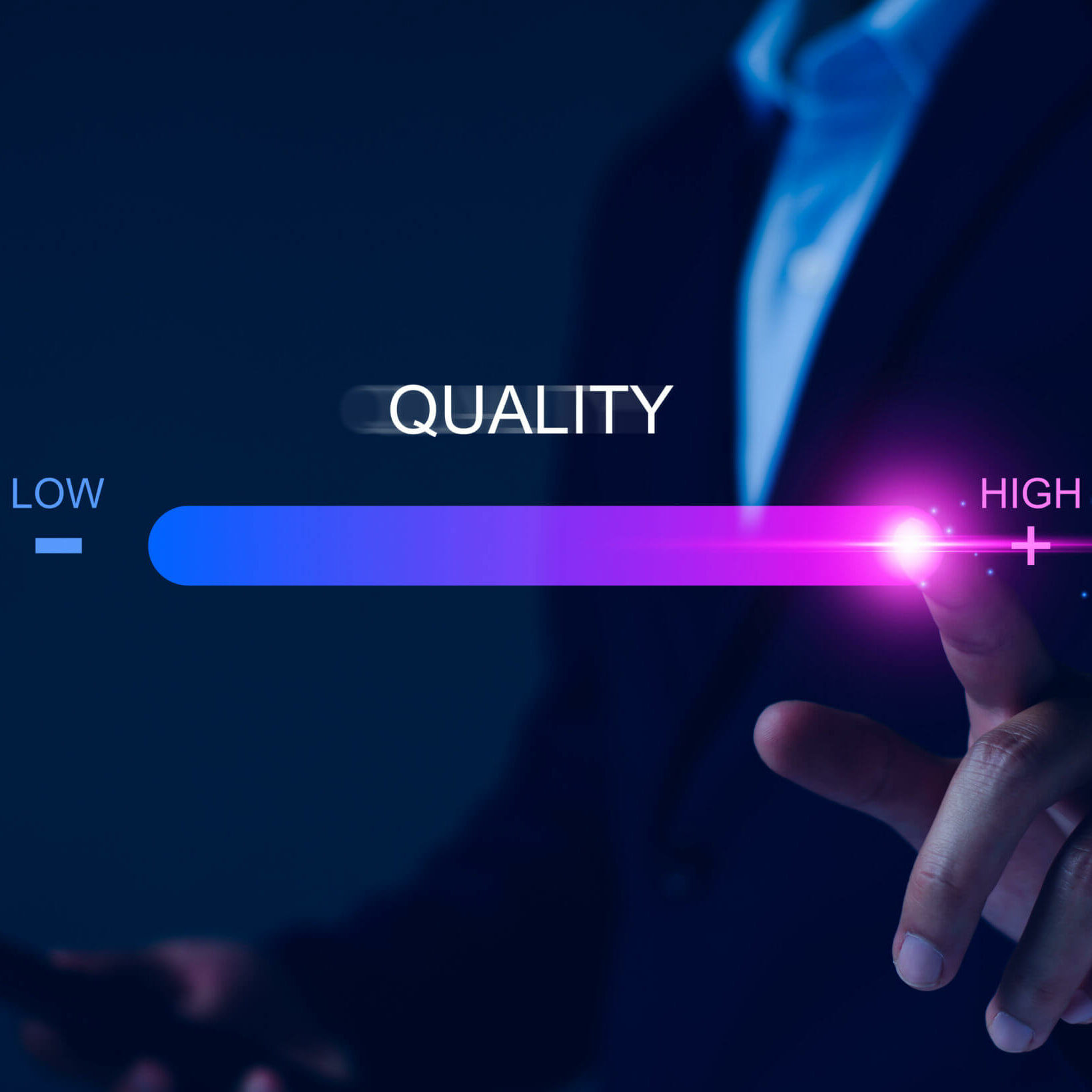 The concept of High-Quality Assurance represented by a mark, signifying premium services, excellent service, and a guarantee of top-notch quality. It involves a certification and standardization process to ensure excellence in the services provided.